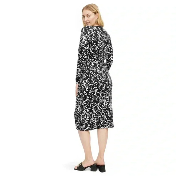 NWTWomen's Long Sleeve Midi Sea Spots Black Wrap Dress - DVF for Target - Picture 7 of 7